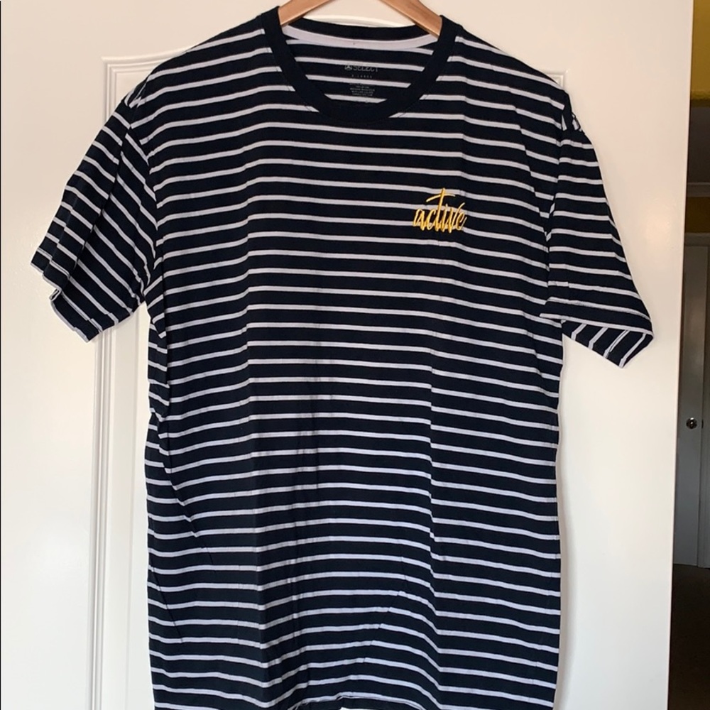 Active ride shop blue with white stripes tee shirt